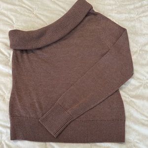 2. One shoulder brown sweater